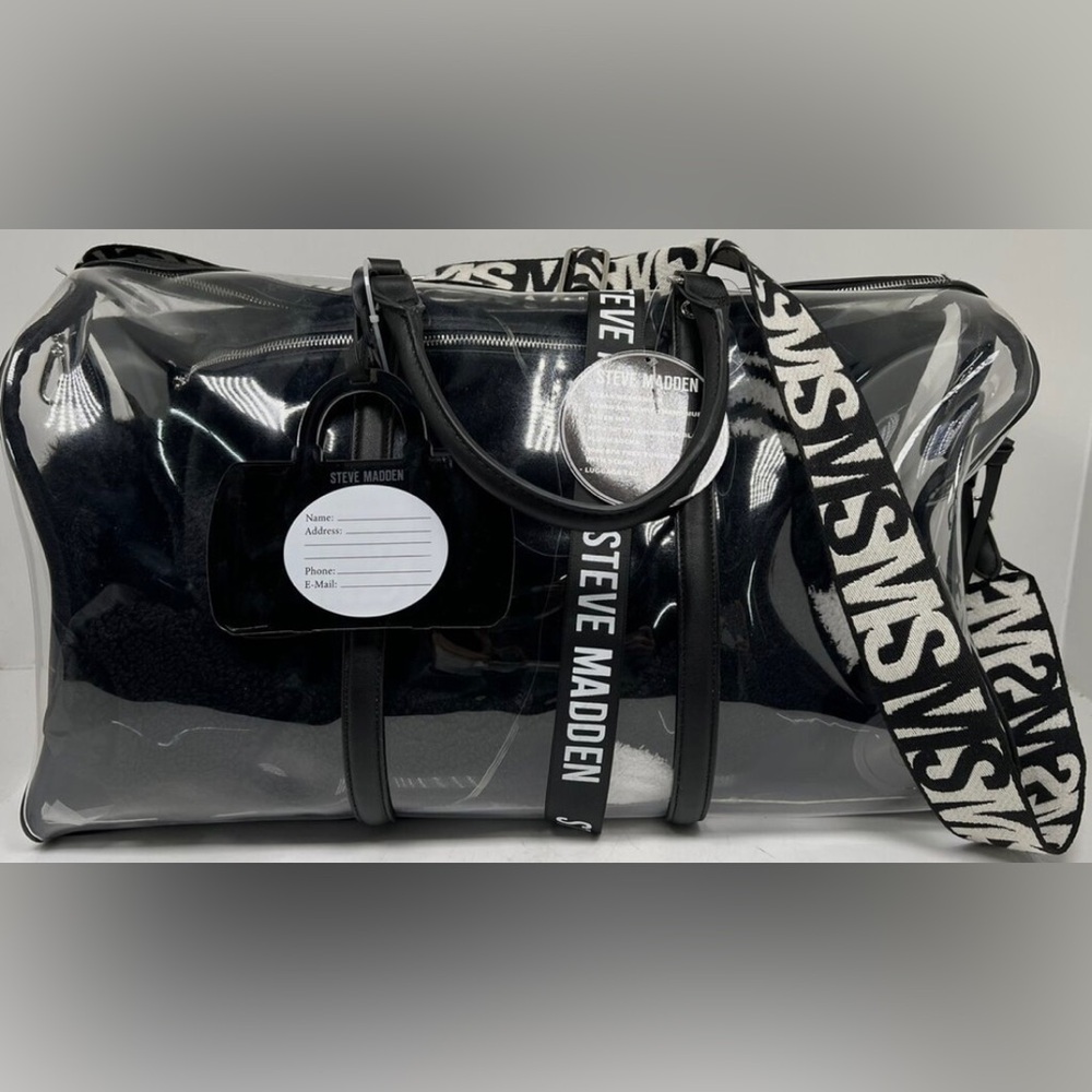 Steve Madden Viral TikTok Clear Cozy Duffle Bag The Weekender Set 7pc